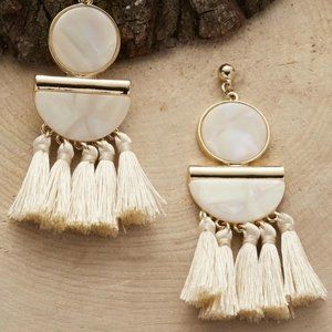 3/$30 Mother of Pearl Finish Tassell Drop Earrings